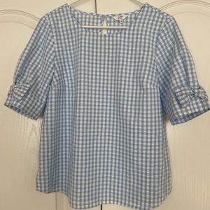 Crown and Ivy Women’s Blue Gingham Top  Size M Medium Easter